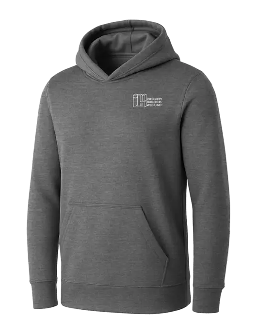 Womens Medium Grey Heather Core Fleece Pullover Hooded Sweatshirt w/Integrity Builders West Logo