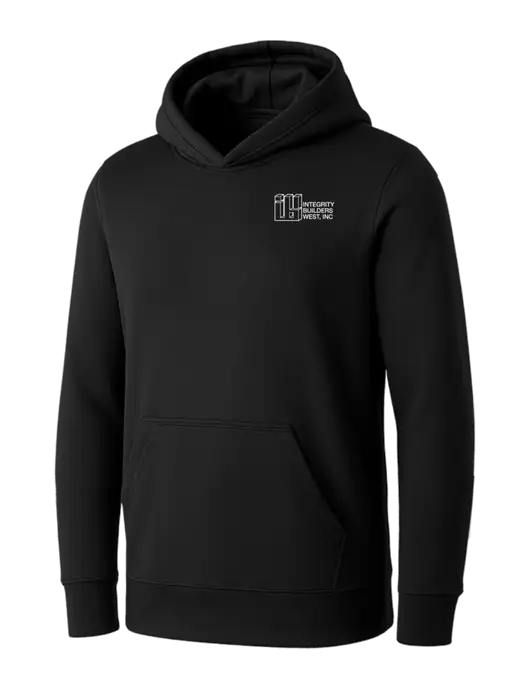 Womens Black Core Fleece Pullover Hooded Sweatshirt w/Integrity Builders West Logo