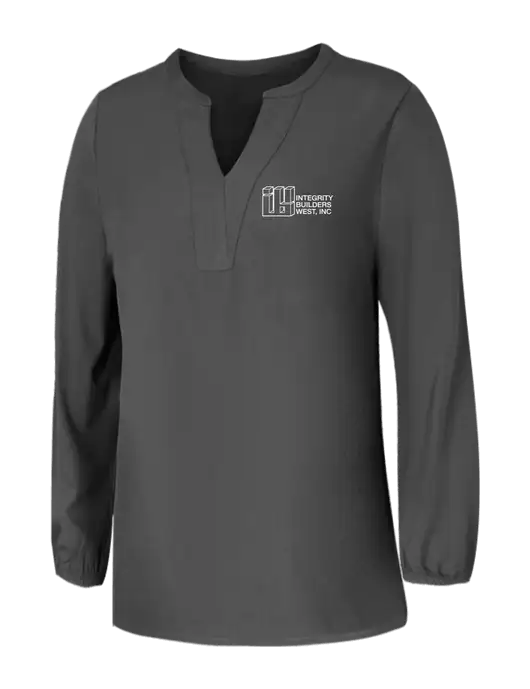 Mercer+Mettle Womens Dark Grey Stretch Crepe 3/4 Sleeve Blouse w/Integrity Builders West Logo