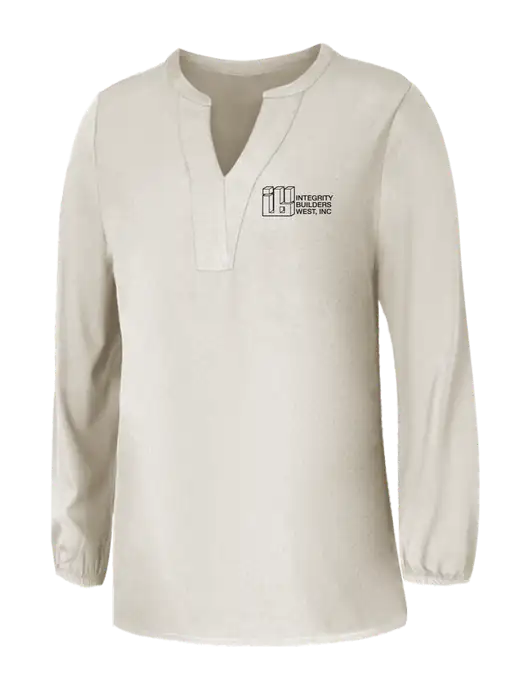 Mercer+Mettle Womens Ivory Stretch Crepe 3/4 Sleeve Blouse w/Integrity Builders West Logo