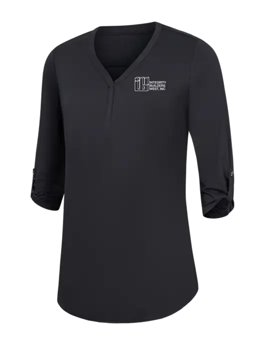 Womens Black City Stretch 3/4-Sleeve Tunic w/Integrity Builders West Logo