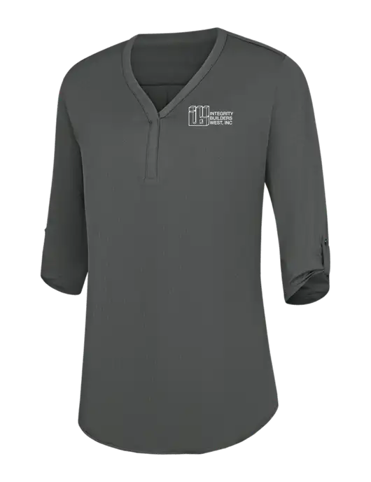 Womens Dark Grey City Stretch 3/4-Sleeve Tunic w/Integrity Builders West Logo
