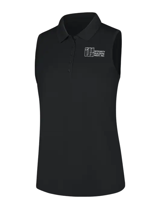Womens Black Dry Zone UV Micro-Mesh Sleeveless Polo w/Integrity Builders West Logo