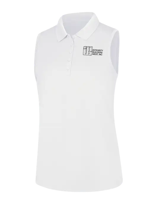 Womens White Dry Zone UV Micro-Mesh Sleeveless Polo w/Integrity Builders West Logo