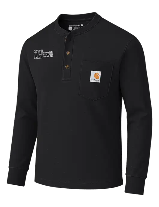 Carhartt Black Long Sleeve Henley Shirt w/Integrity Builders West Logo