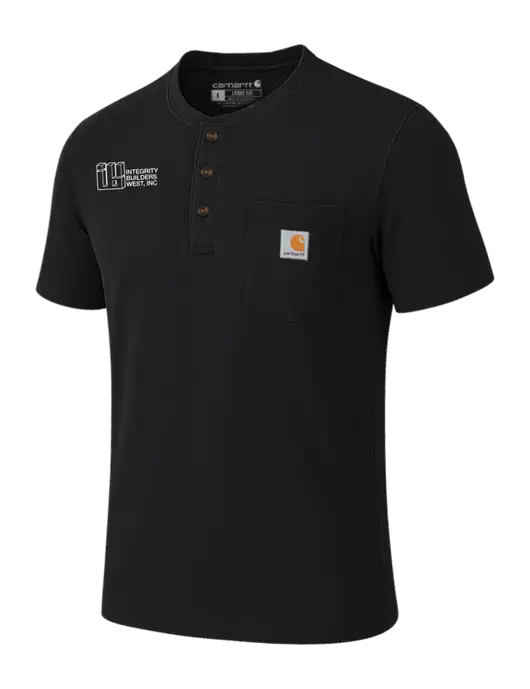 Carhartt Black Short Sleeve Henley Shirt w/Integrity Builders West Logo