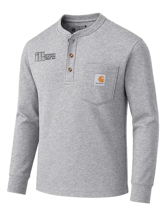 Carhartt Light Grey Heather Long Sleeve Henley Shirt w/Integrity Builders West Logo