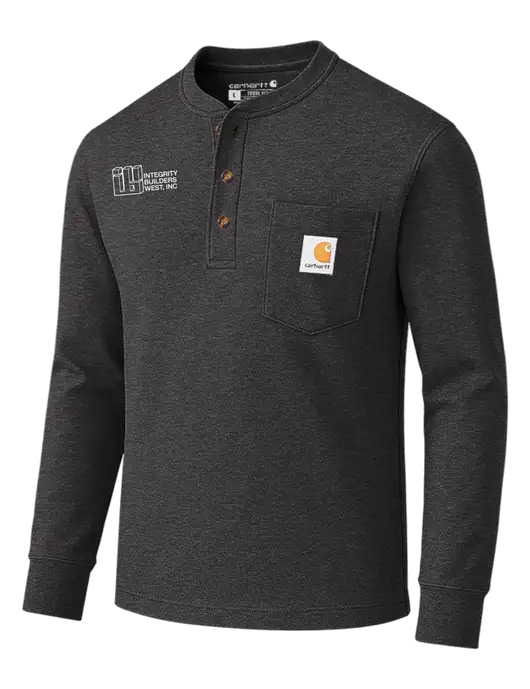 Carhartt Dark Grey Heather Long Sleeve Henley Shirt w/Integrity Builders West Logo