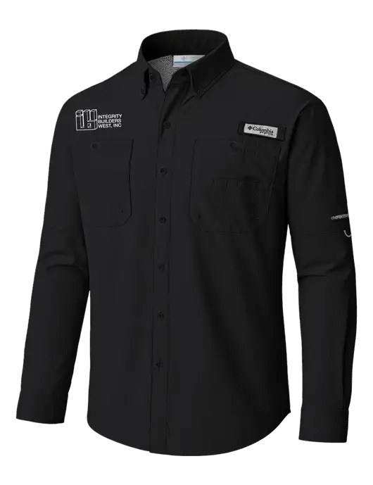 Columbia Black PFG Tamiami II Long SleeveShirt w/Integrity Builders West Logo