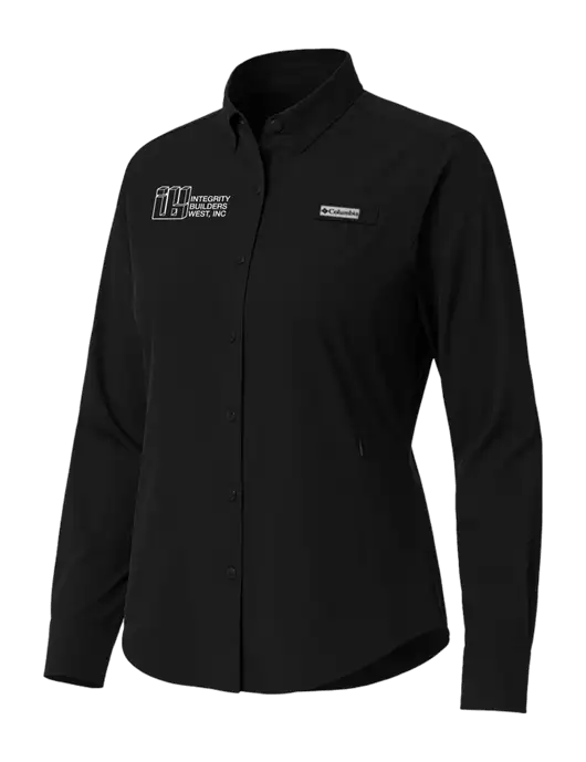 Columbia Black Womens PFG Tamiami II Long Sleeve Shirt w/Integrity Builders West Logo