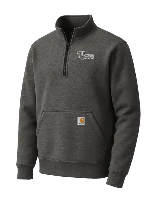 Carhartt Very Dark Heather Grey Midweight 1/4-Zip Mock Neck Sweatshirt w/Integrity Builders West Logo