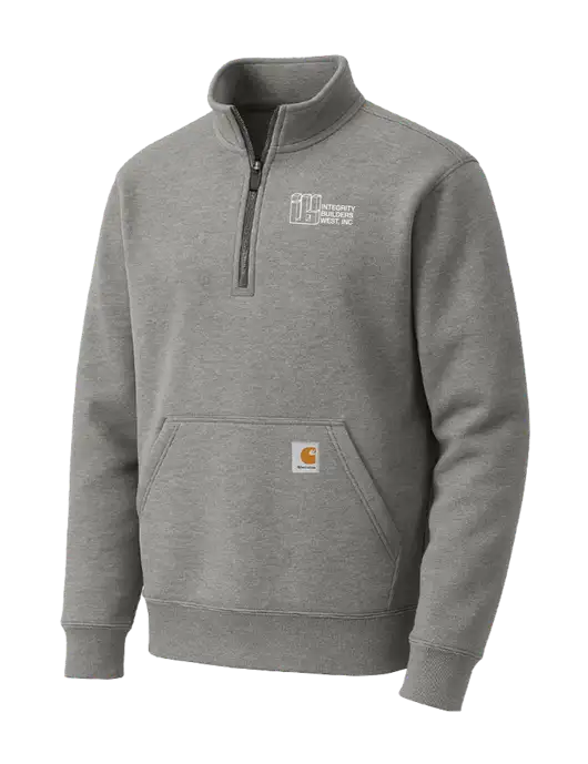 Carhartt Medium Heather Grey Midweight 1/4-Zip Mock Neck Sweatshirt w/Integrity Builders West Logo