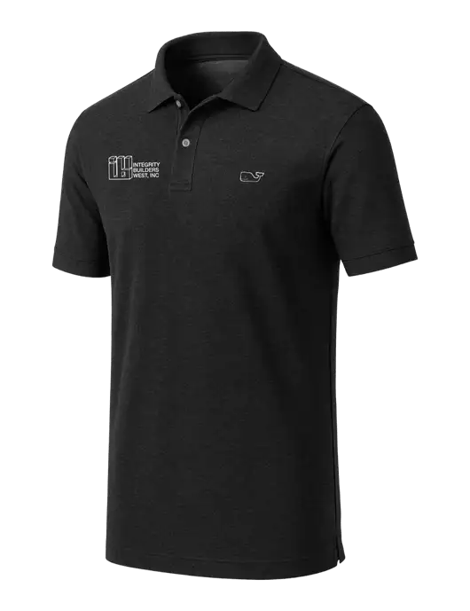 Vineyard Vines Edgartown Black Pique Polo w/Integrity Builders West Logo