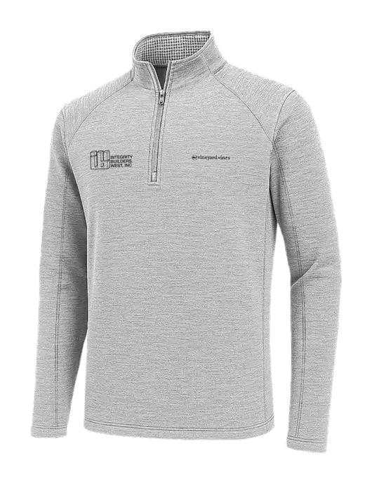 Vineyard Vines Light Grey Hather Sankaty Quarter-Zip Pullover
 w/Integrity Builders West Logo