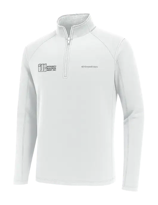 Vineyard Vines White Sankaty Quarter-Zip Pullover
 w/Integrity Builders West Logo