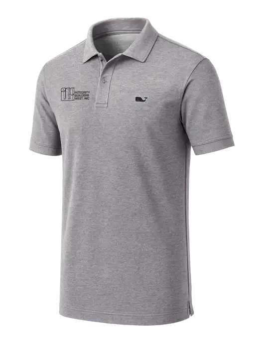 Vineyard Vines Edgartown Light Heather Grey Pique Polo w/Integrity Builders West Logo