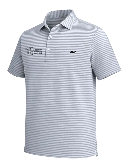 Vineyard Vines Light Grey Heathered Winstead Sankaty Polo w/Integrity Builders West Logo