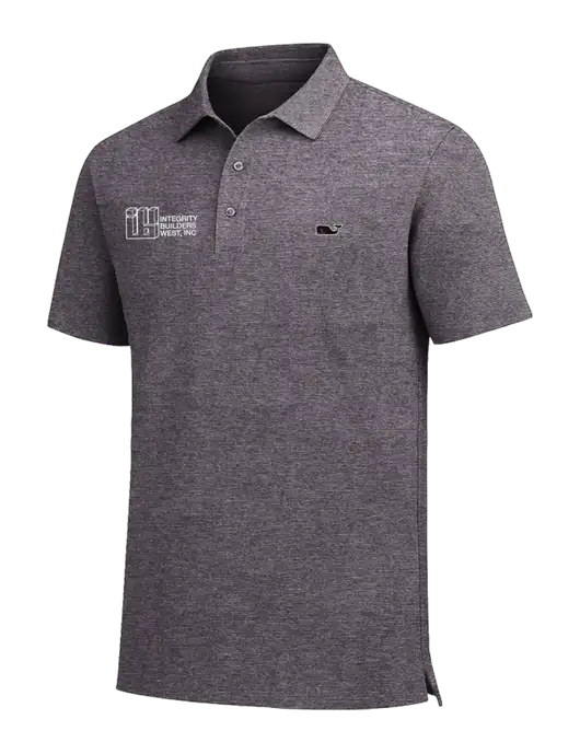 Vineyard Vines Destin Stripe Dark Grey Sankaty Polo w/Integrity Builders West Logo