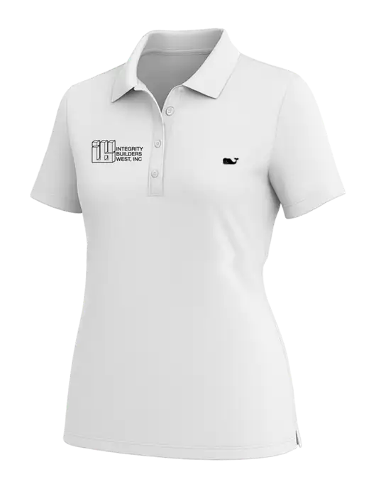 Vineyard Vines Womens White Edgartown Pique Polo w/Integrity Builders West Logo