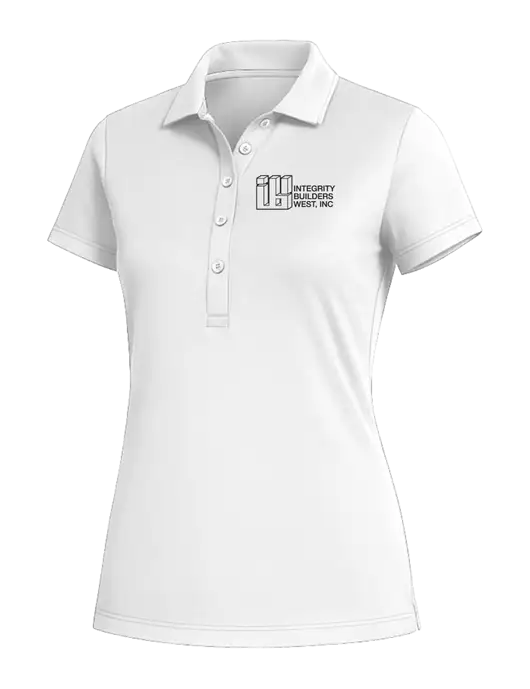 Fairway & Greene Womens White Claire Tech Polo w/Integrity Builders West Logo