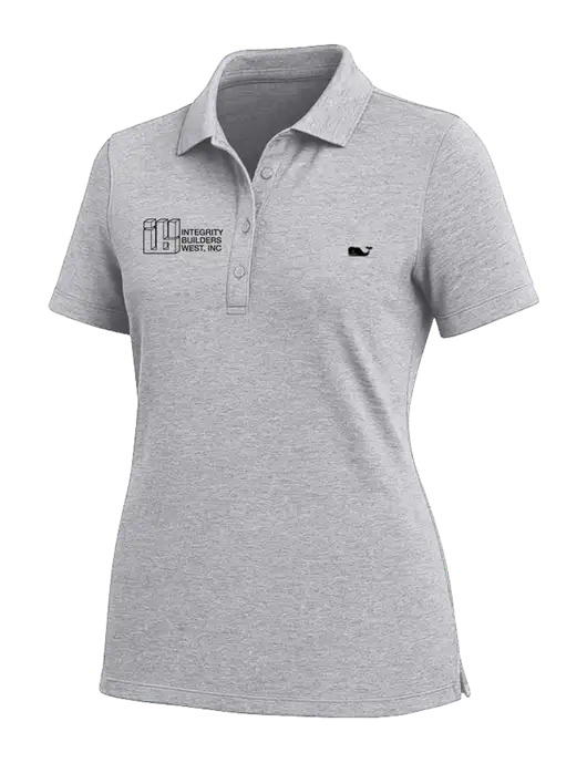 Vineyard Vines Womens Light Grey Edgartown Pique Polo w/Integrity Builders West Logo