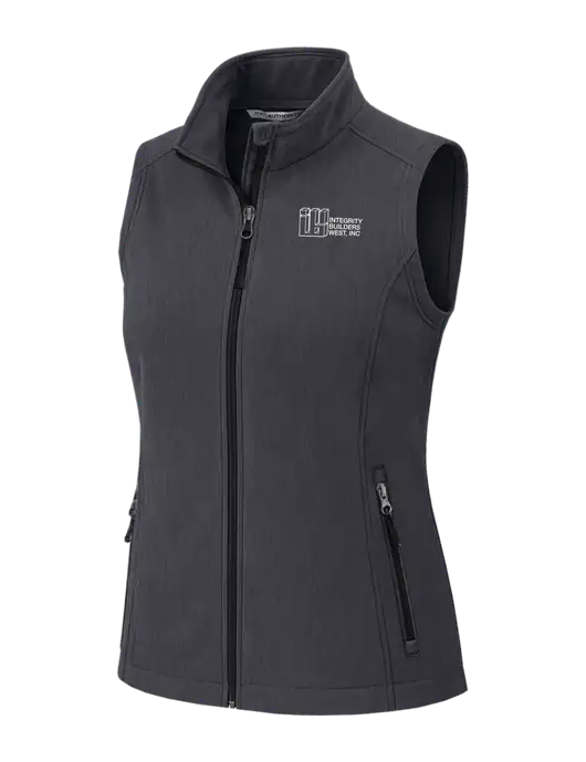 Charcoal Heather Womens Core Soft Shell Vest w/Integrity Builders West Logo