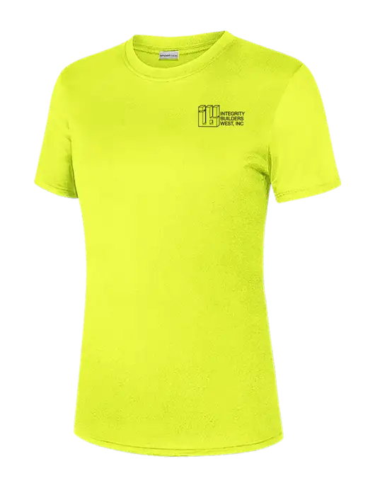 Womens Safety Yellow PosiCharge Competitor Tee w/Integrity Builders West Logo